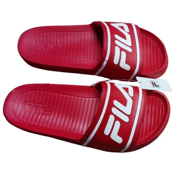 Fila Sleek Slide ST Women's Red White Slip On Slide Sandals Size 8 Men's Size 7 - Picture 6 of 10